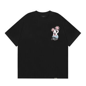 Represent Summer Vacation Coconut Tree Letter Logo Short Sleeve